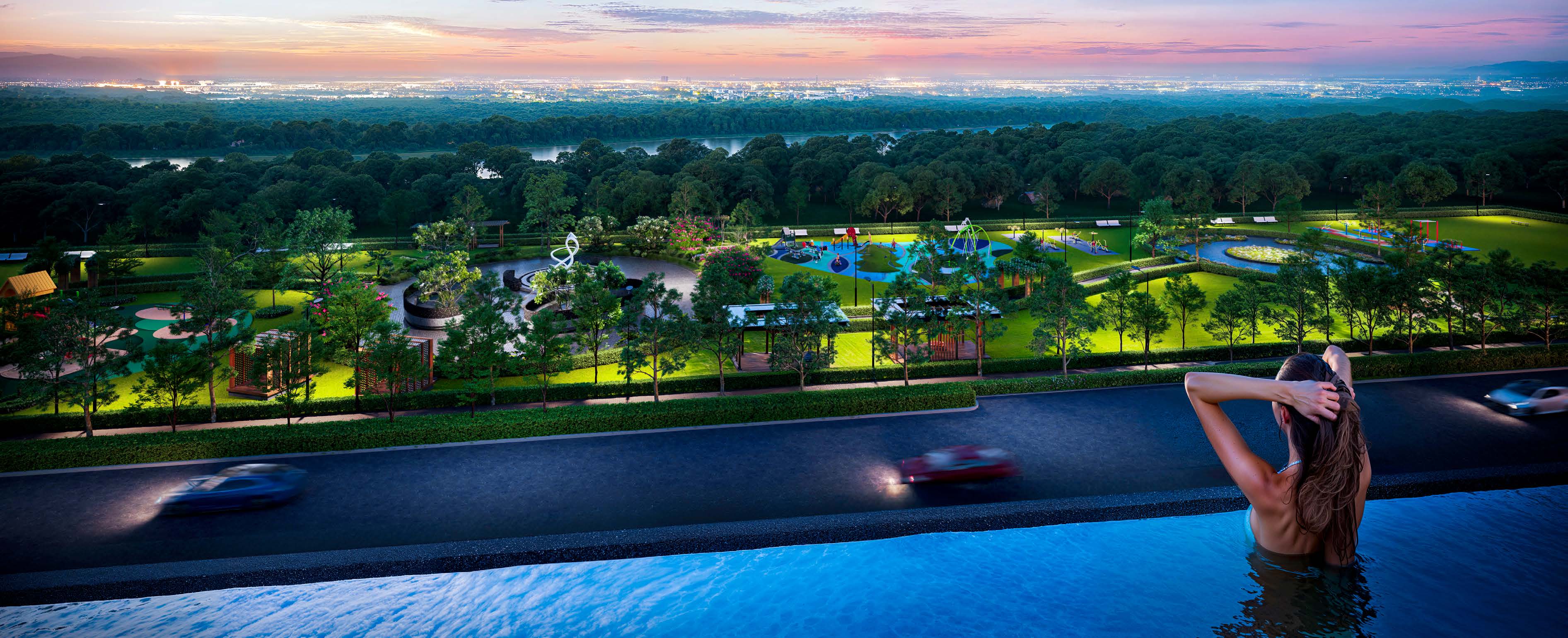 Suncity Ultima — double-height lobby and elegant drop-off