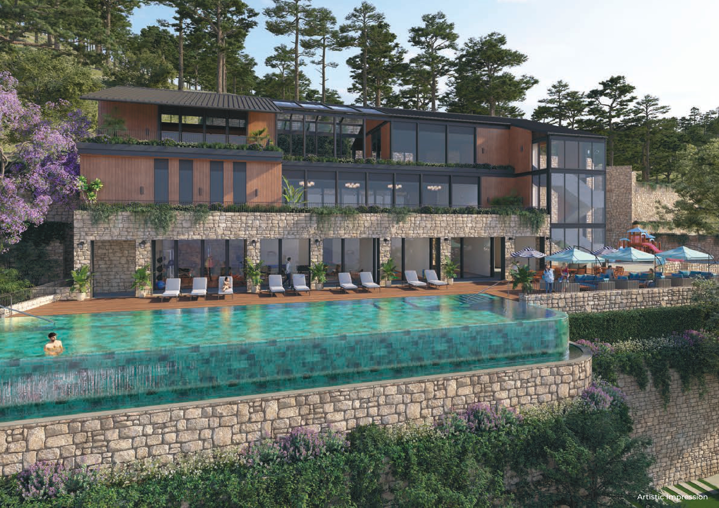 Private decks overlooking Himalayan valleys