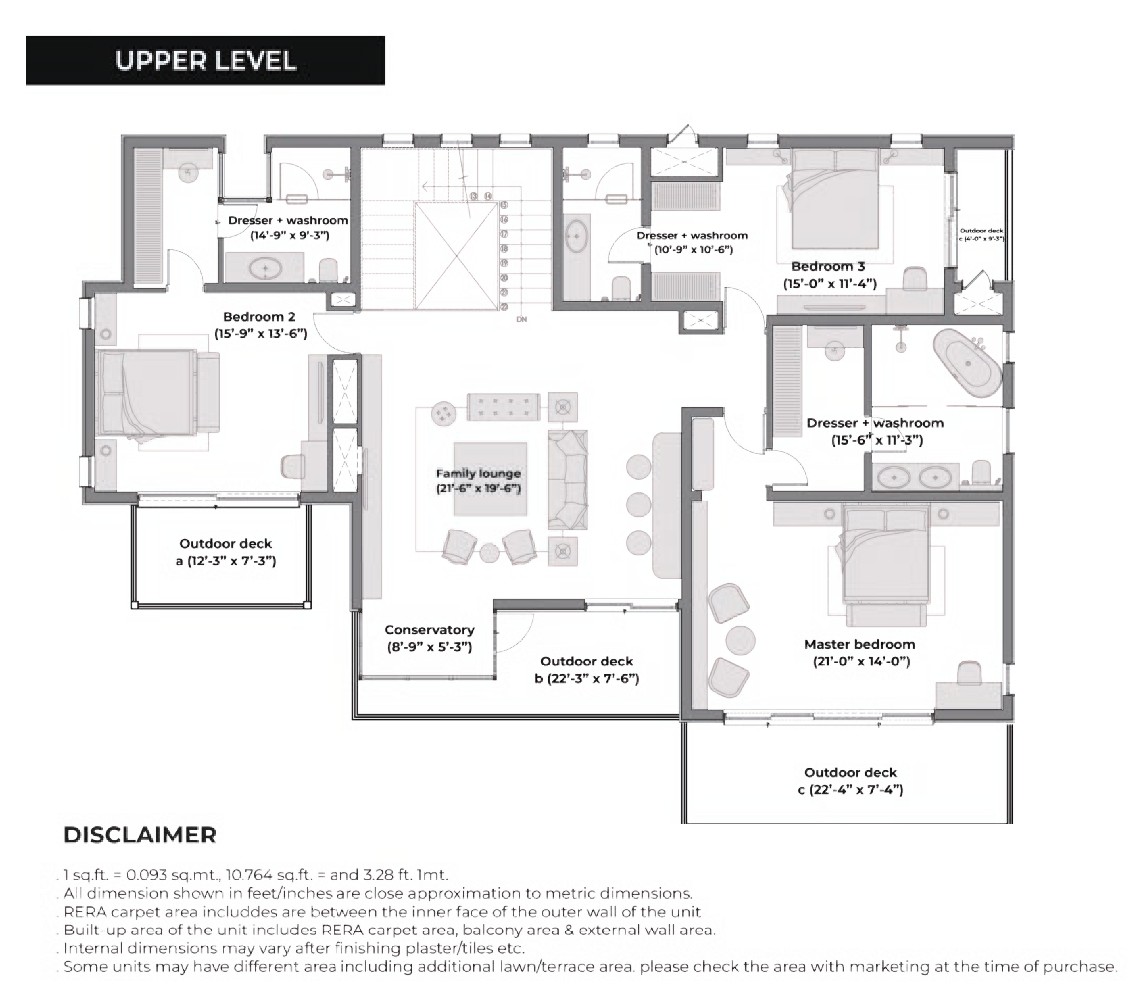 4 BHK Uphill Villa — Upper Floor Plan