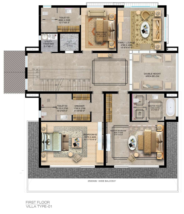 The Kasul 4 BHK villa – First Floor plan