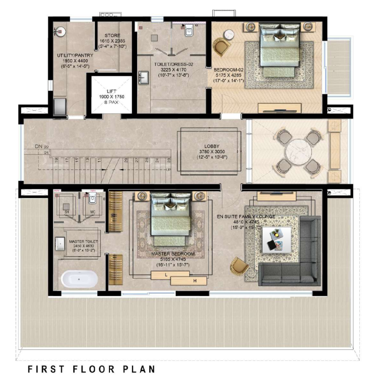 The Kasul 5 BHK villa – First Floor plan